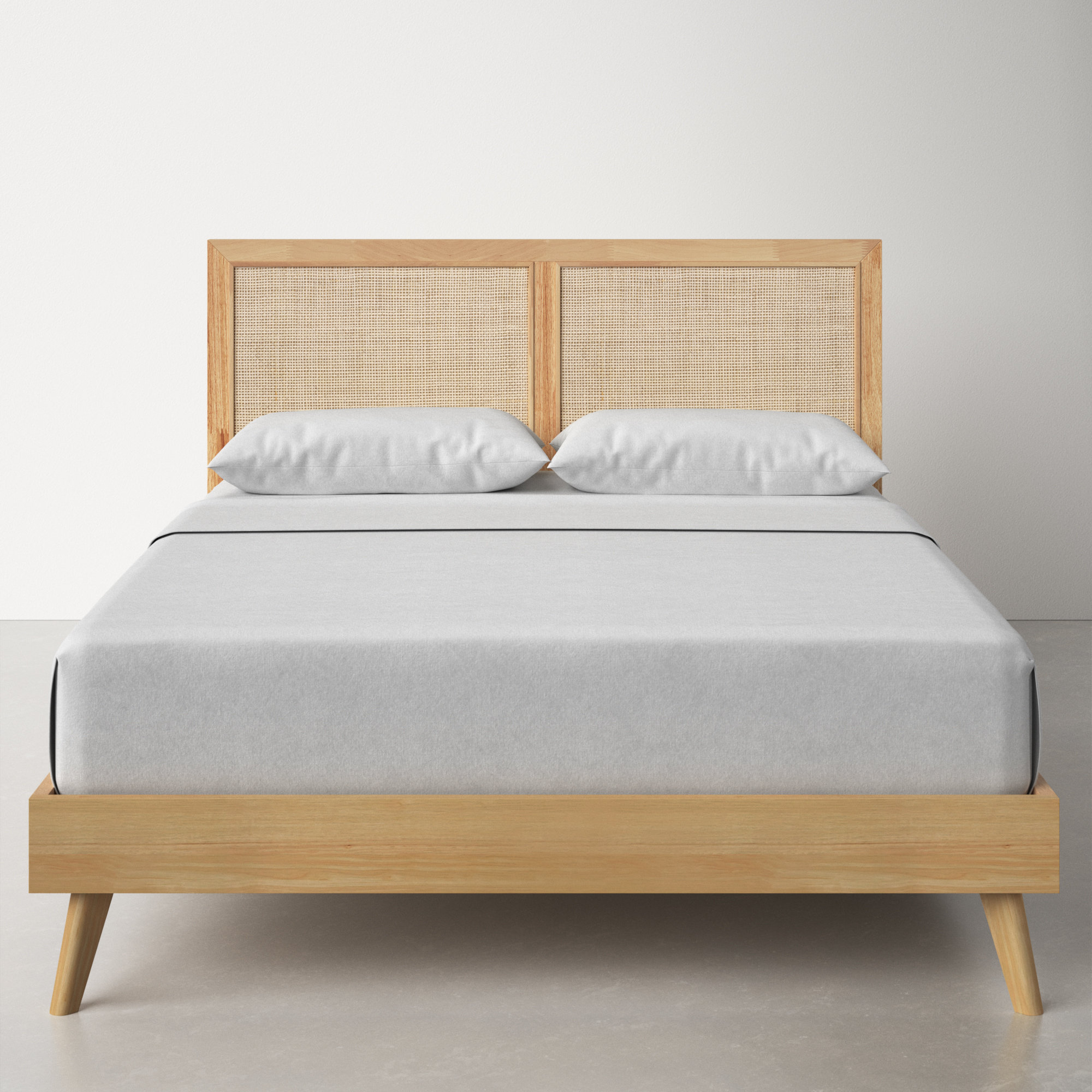 Corrigan Studio Raenada Mid Century Natural Queen Low Profile Platform Cane Front Bed Reviews Wayfair